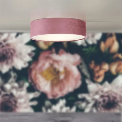 Pagazzi Drum 2 Flush Velvet 3 Light Shade in Pink