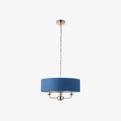 Pagazzi Highclere 3 Light Nickel & Blue Ceiling Pendant