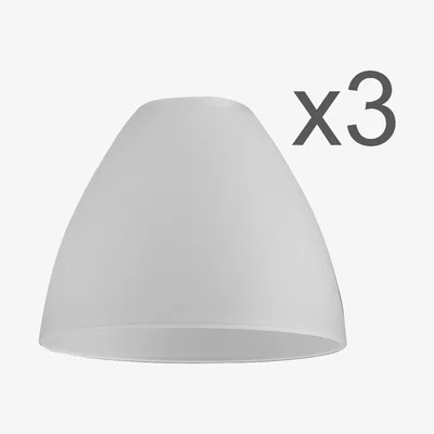 The Range Pack Of 3 White Frosted Glass Bowl Shaped Replacement Light Shades - White