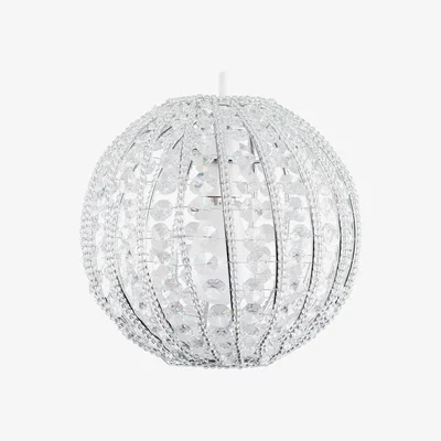 The Range Modern Ornate Design Round Ceiling Pendant Shade With Clear Acrylic Jewels - Silver
