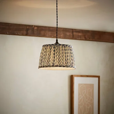 The Range ValueLights Grange Small Floral Pleated Lamp Shade - Blue / Plastic