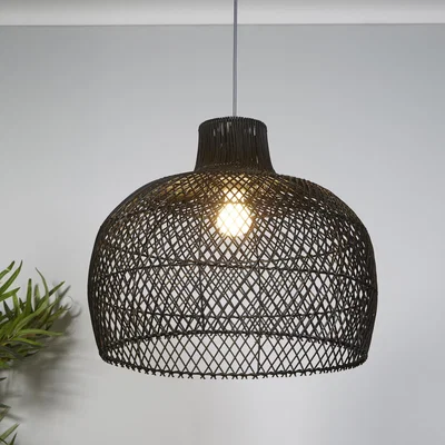 The Range 2 x Large Black Rattan Bell Easy Fit 50Cm - Black