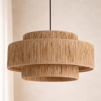 The Range CGC KEFIRA Straw Paper Three Large Easy Fit Hand Made Lampshade - Straw