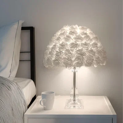 The Range Umbrella-Shaped Flower Lampshade with Acrylic Base Table Lamp - White