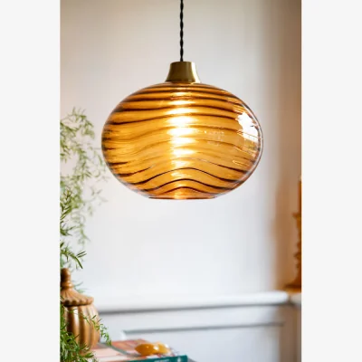 Rockett St George Swirled Glass Easyfit Ceiling Light Shade in Amber