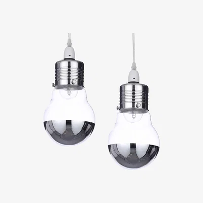The Range 2 Pack of Oversized Bulb Style Easy to Fit Shades - Chrome