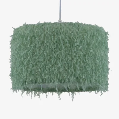 The Range Rogers Easy Fit Fabric Pendant Shade - Green Shaggy Fabric