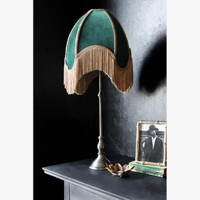 Rockett St George Winifred Green Velvet Fringe Table Lamp