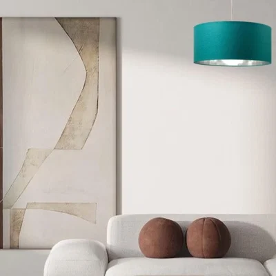 The Range CGC MILANO Teal and Silver Large Oversized Velvet Fabric Lamp Shade - teal