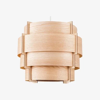 The Range Brown Modern Wood Veneer Stepped Drum Ceiling Pendant Light Shades - Brown