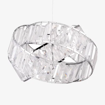 The Range Twister Easy Fit Jewelled Pendant Shade - Clear Acrylic With Polished Chrome Plate Detail