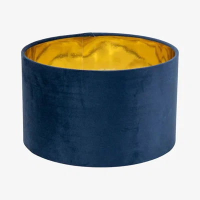 The Range Reni Small Velvet and Metallic Chrome Ceiling Lamp Shade - Navy Blue