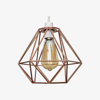 The Range Modern Geometric Copper Metal Basket Cage Ceiling Pendant Light Shade - Copper