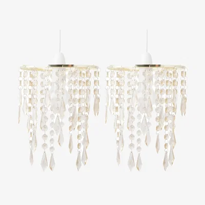 The Range Set Of 2 Gold & Amber Jewels Light Shades - Amber