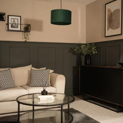 The Range Reni Medium Velvet Drum Pendant Shade - Green