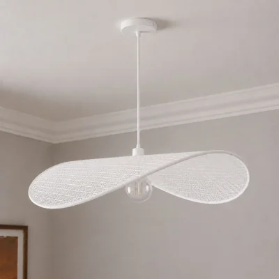 The Range CGC Lyra 50cm White Knitted Fabric Curved Wave Easy Fit Lampshade - White