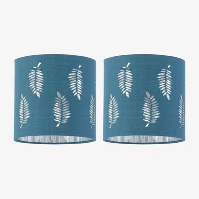 The Range Set Of 2 Fern Teal Cut Out 15.5cm Table Lamp Shades - Teal