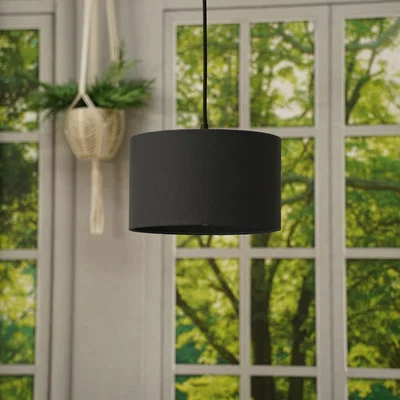 The Range Reni Black Fabric Small Drum Shade - Black