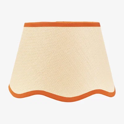 The Range Dutton Small Natural Fabric Scallop Edge Lamp Shade with LED Bulb - Rust
