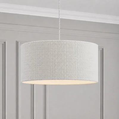 The Range CGC Messina White Luxury Detailed Cotton 45cm Large Drum Lampshade - White