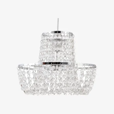 The Range Paris Easy Fit Jewelled Pendant Shade - Clear Acrylic With Polished Chrome Plate Detail