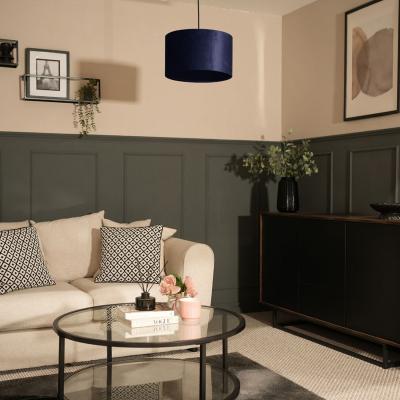 The Range Reni Medium Velvet Pendant Lampshade Light - Blue