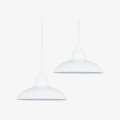 The Range Pair Of Retro Style White Metal Easy Fit Ceiling Pendant Light Shades - White