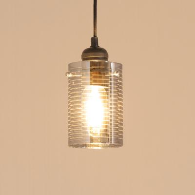 The Range Elsie Smoked Glass Patterned Ceiling Cylinder Light Shade - Grey