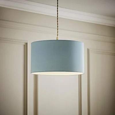 The Range Reni Large Fabric Drum Ceiling Lamp Shade - Duck Egg Blue / Fabric / 35cm