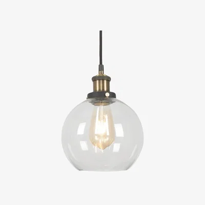 The Range Industrial Antique Brass Effect Glass Globe Light Shade - Clear
