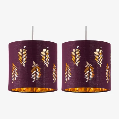 The Range Set Of 2 Fern Burgundy Cut Out 15.5cm Table Lamp Shades - Burgundy