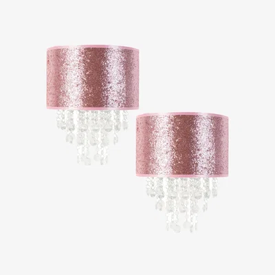 The Range Bonita Pair of Pink Glitter with Droplets Easy Fit Lamp Shades - Pink