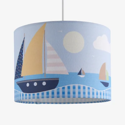 The Range Sailing Boat Scene Easy Fit Fabric Pendant Shade - Multicoloured Sailing Digital Print