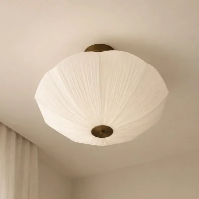 The Range CGC Raya White 51cm Large Ruffled Silk Petal Scallop Fabric Lampshade - White
