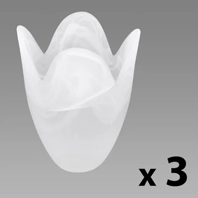 The Range 3 Pack Frosted Marble Effect Glass Tulip Floral Replacement Shades - White
