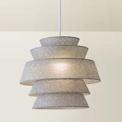 The Range Valerie 5 Tier Linen Ceiling Pendant Lamp Shade and Bulb - Grey