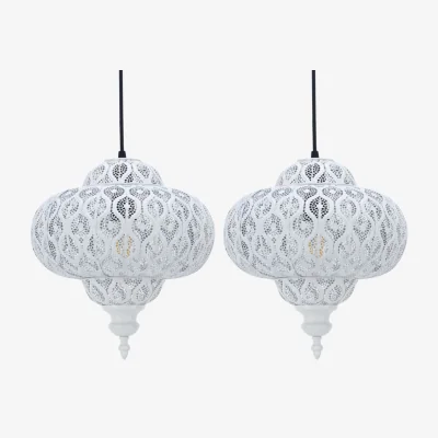 The Range Set Of 2 Lucero White Moroccan Easy Fit Pendant Shades - Matt White