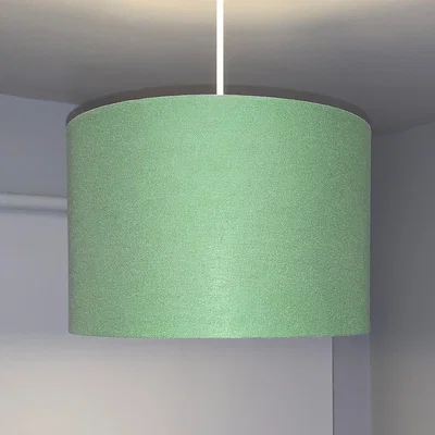 The Range CGC LUPO Luxury Green and Silver Inner Cotton Round Pendant Drum Lamp Shade - teal