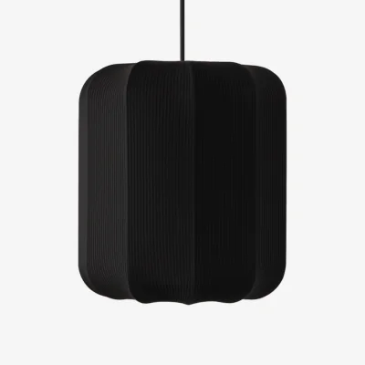 The Range CGC LILA Black Cylinder Ribbed Stretch Cotton Fabric Lampshade - Black
