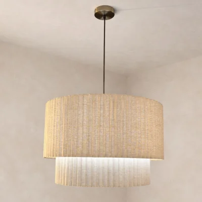 The Range CGC Allegra Oatmeal Linen Fine Scallop Two Tier Large Lampshade - Oatmeal