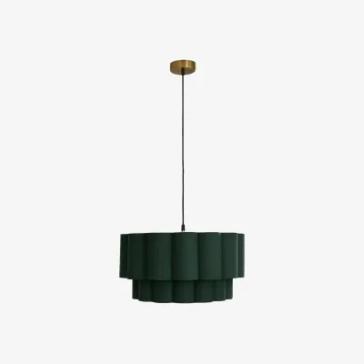 The Range CGC Selina Scalloped Two-Tier Forest Green Drum Lampshade Large 48cm - Forest Green