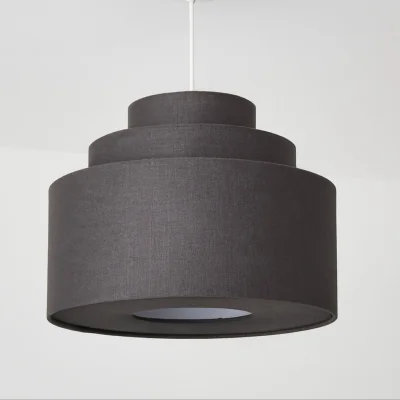 The Range CGC SELINA Tiered Layered Lampshade Grey Fabric - Grey
