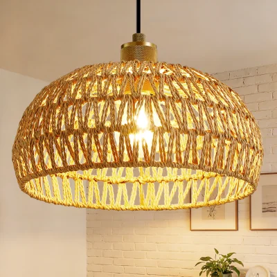 The Range Easy Fit Dome Shade Handwoven Rope - Black - Sepia