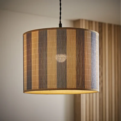 The Range Lori Stripe Bamboo Drum Ceiling Lamp Shade - Blue
