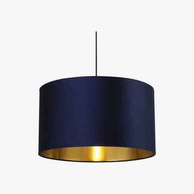 The Range Thames Navy Velvet Drum Shade - Navy