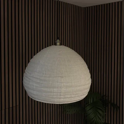 The Range CGC Hester White Linen Large Round Open Easy Fit Hand Made Lampshade - Oatmeal