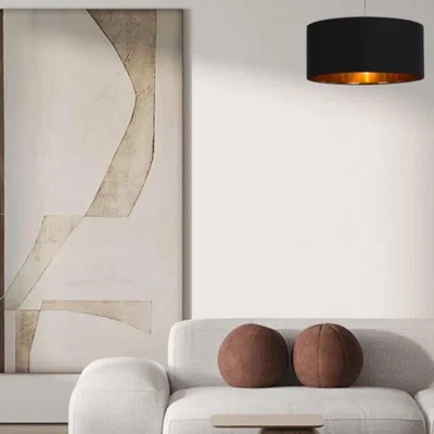 The Range CGC MILANO Black and Gold Large Oversized Velvet Fabric Lamp Shade - black