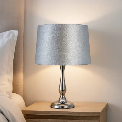 The Range Modern Silver Glitter Easy Fit Lamp Shade Ceiling or Table Light Shade - Silver