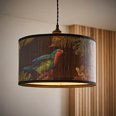 The Range Daintree Medium Dark Jungle Bamboo Drum Lamp Shade - Black / 35cm / 0.46kg