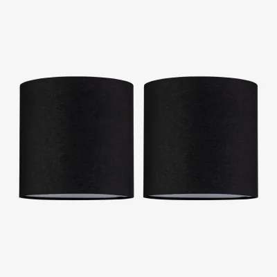 The Range Set Of 2 Valetta Easy Fit Fabric Pendant Shades - Textured Black Cotton